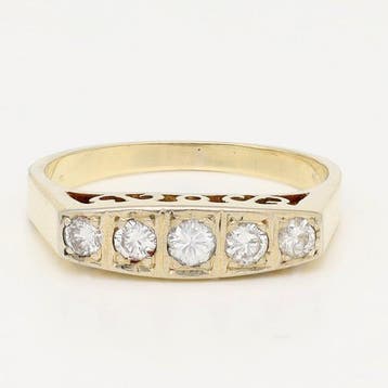 Bague - 14 carats Or jaune Diamant (Naturelle)