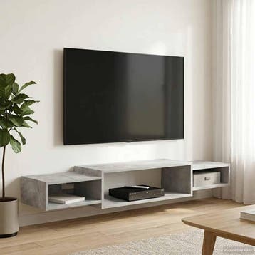 vidaXL Wand gemonteerd TV Kast Muurmontage Betongrijs 140 x, Huis en Inrichting, Verzenden, Nieuw