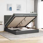 vidaXL Ottoman bed met matrassen 200x200cm stof donkergrijs, Verzenden