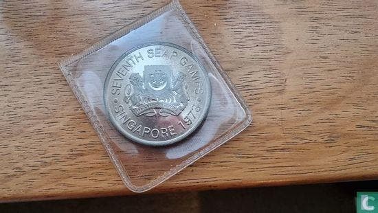Singapore 5 dollar 1973 (PROOF) Southeast Asian Games in..., Postzegels en Munten, Munten | Azië, Losse munt, Goud, Zilver, Verzenden