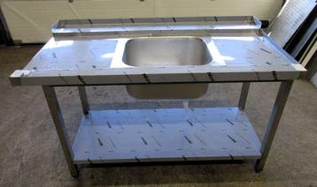 RVS Wastafel, Spoeltafel met 1 wasbak, B140 x D75 x H83cm, Zakelijke goederen, Nieuw in verpakking