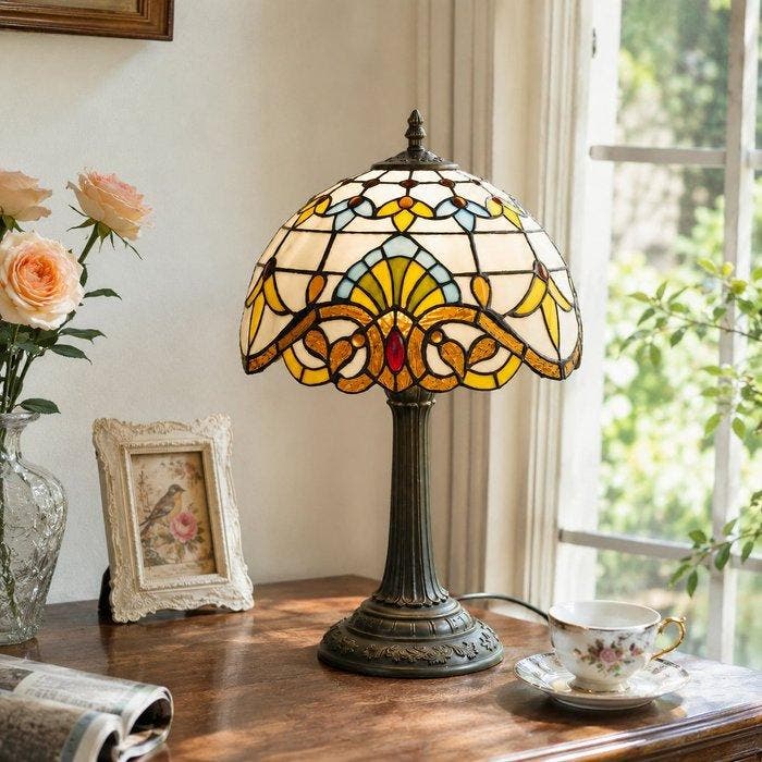 Lamp - Glas-in-lood, Antiek en Kunst, Curiosa en Brocante
