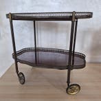 Chariot de service - Bois, Caoutchouc, Laiton - Chariot de, Antiquités & Art