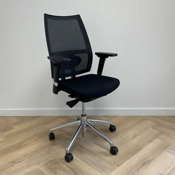 ergonomische bureaustoel + lendesteun, zwart - chroom, Ergonomisch, Gebruikt, Zwart, Bureaustoel