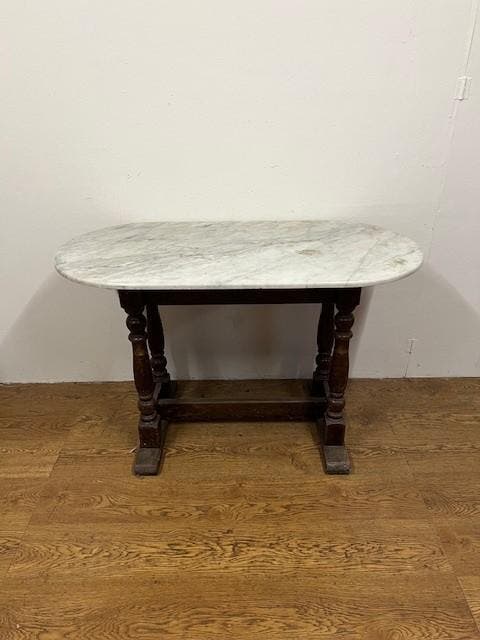 Vintage Marmeren Tafel (120x60cm) - T1546- Vintage/Café, Maison & Meubles, Tables | Tables à manger, Enlèvement