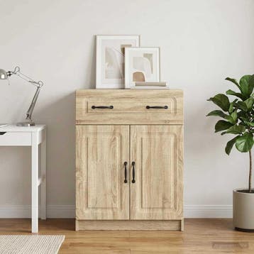 vidaXL Dressoir met lade Sonoma Eiken 66 x 34,5 x 87 cm, Huis en Inrichting, Kasten | Dressoirs, Verzenden, Nieuw