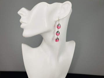 Argent, Pastèque Tourmaline - Boucles doreilles