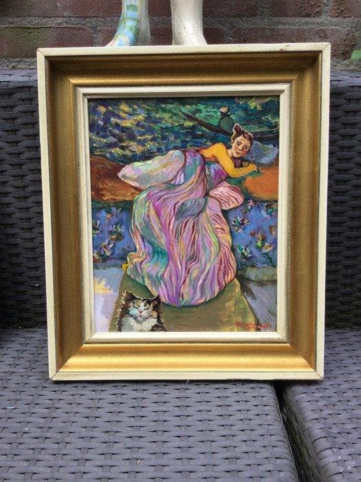 Borgen Lindhardt (1974) - Fauvistisch kimono meisje, Antiek en Kunst, Kunst | Schilderijen | Klassiek