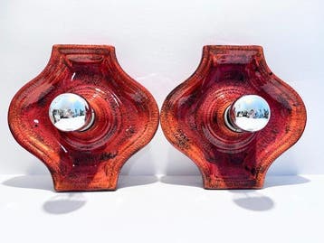 Hustadt Leuchten - Wandlamp (2) - Aluminium, Keramiek, Antiek en Kunst