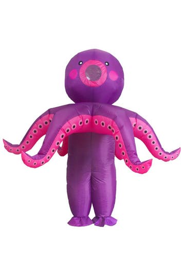 KIMU® Opblaas Kostuum Octopus Paars Opblaasbaar Pak Octopusp, Ophalen of Verzenden