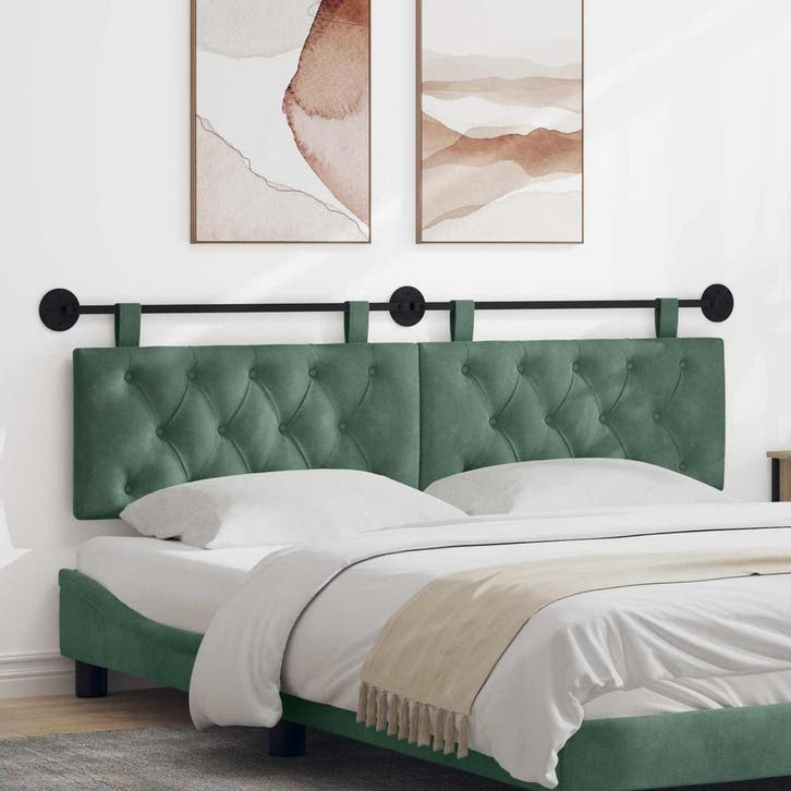 vidaXL Hangend hoofdbord Zeegroen Fluweel, Huis en Inrichting, Slaapkamer | Bedden, Nieuw, Verzenden