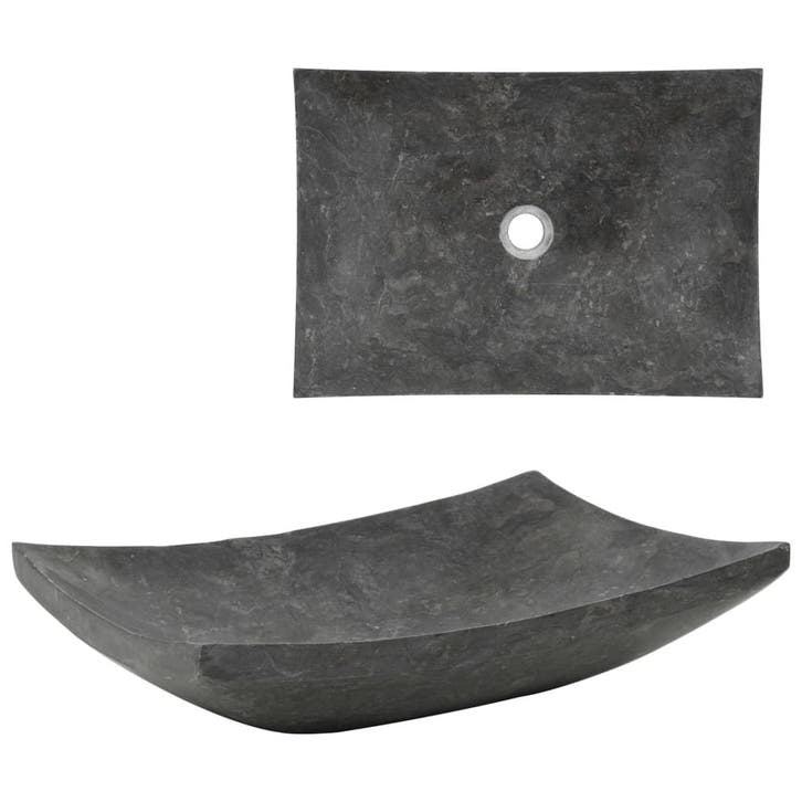 vidaXL Gootsteen 50x35x12 cm marmer zwart, Doe-het-zelf en Bouw, Sanitair, Nieuw, Verzenden