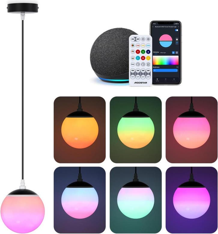 Hanglamp - RGB LED - Dimbaar - Zwart - Aigostar, Maison & Meubles, Lampes | Spots, Envoi