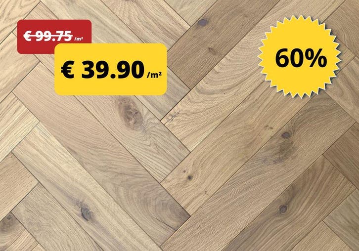 Visgraat parket vanaf € 39.90 /m², Bricolage & Construction, Planches & Dalles, Enlèvement