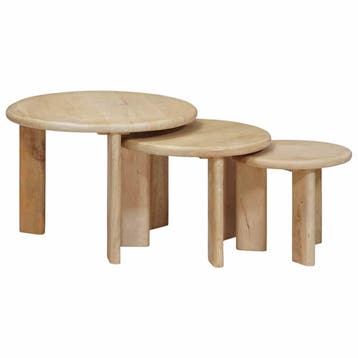 vidaXL Nesting Koffietafels 3 st Zwart Ø 54 x 40 cm Massief, Verzenden, Nieuw