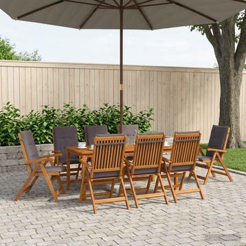 vidaXL 9-delige tuindinset 9 st Naturel Massief Acacia Hout, Tuin en Terras, Verzenden, Nieuw