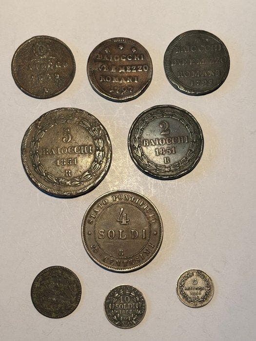 . Italië - Pauselijke Staten Pio VI, Pio IX, Gregorio XVI., Timbres & Monnaies, Monnaies | Europe | Monnaies non-euro