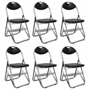 vidaXL Opklapbare stoelen, 6 stuks, zwart kunstleer en, Huis en Inrichting, Verzenden, Nieuw