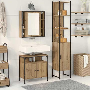 vidaXL Badkamermeubel Set 3 st Artisan Eiken 33 x 33 x 185,5, Verzenden, Nieuw