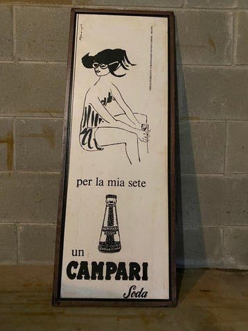 Campari Milano - Plaque - enseigne Campari encadrée - Fer