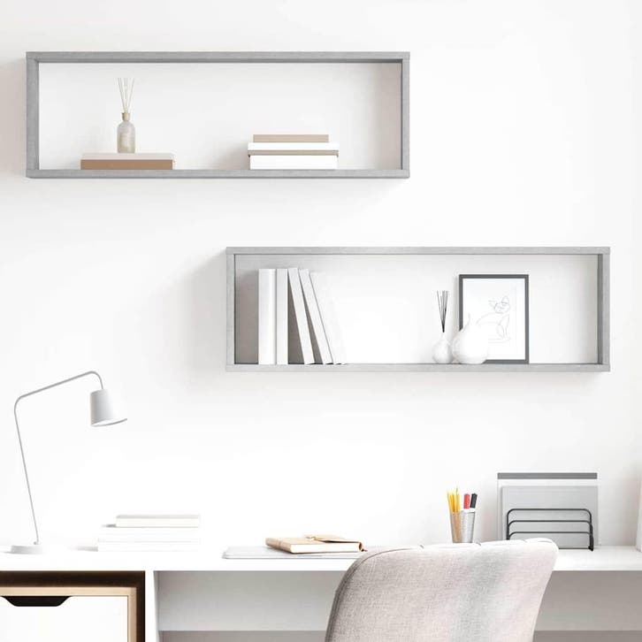 vidaXL Wandschappen kubus 2 st 80x15x26,5 cm bewerkt hout, Huis en Inrichting, Kasten | Wandmeubels, Nieuw, Verzenden