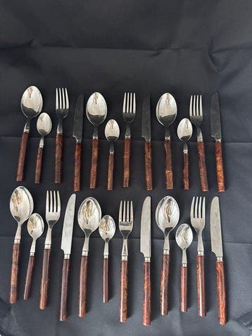 Eme - Bestekset voor 6 personen (24) - Staal, Hout - EME