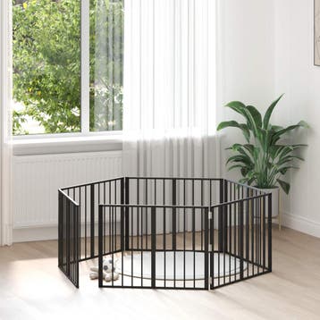 vidaXL Hondendeur 6 st Zwart 80 x 60 cm Gegalvaniseerd staal, Verzenden, Nieuw
