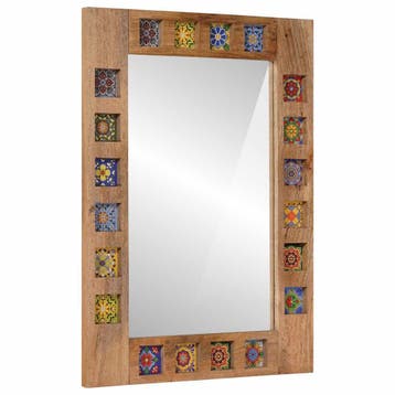 vidaXL Badkamerspiegel Naturel 50 x 70 x 3 cm Massief Mango, Huis en Inrichting, Badkamer | Badkamermeubels, Verzenden, Nieuw
