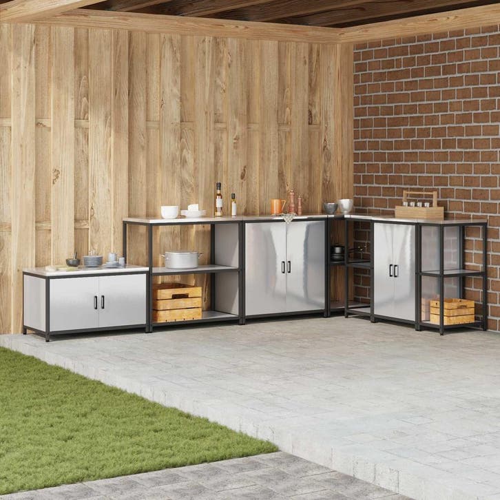 vidaXL Keukenopslag HATTEM Zilverkleurig 90 x 50 x 92 cm, Maison & Meubles, Armoires | Autre, Envoi
