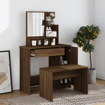 vidaXL Kaptafelset 86,5x35x136 cm bruineiken, Verzenden, Nieuw