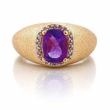 Zonder minimumprijs - Ring 925 zilver verguld, amethist,