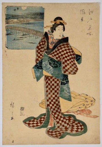 Twee prenten uit de serie Famous Views of Edo ; Utagawa