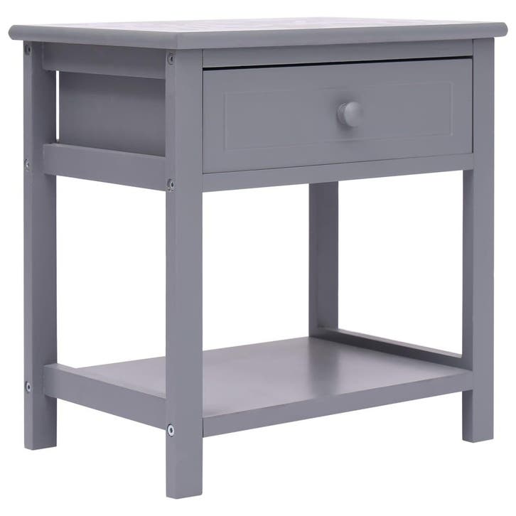 vidaXL Nachtkastje 40x29x42 cm paulowniahout grijs, Huis en Inrichting, Slaapkamer | Nachtkastjes, Nieuw, Verzenden