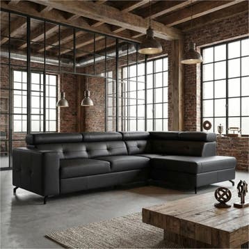 Leren hoekbank Nova - 2.5-zits arm links + Longchair arm, Antiek en Kunst, Ophalen of Verzenden