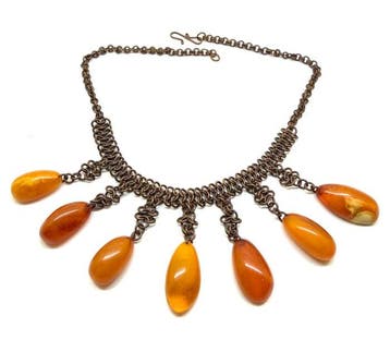 Oude ambachtelijke brede kraagketting met natuurlijke, Nieuw
