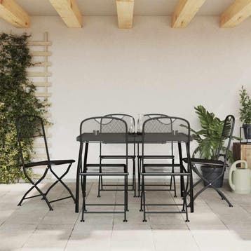 vidaXL 7-delige Tuinset metaalgaas antracietkleurig, Verzenden, Tuinset