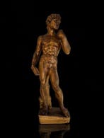 Sculpture, David di Michelangelo - 64 cm - Bois - Plâtre -, Antiek en Kunst, Antiek | Keramiek en Aardewerk