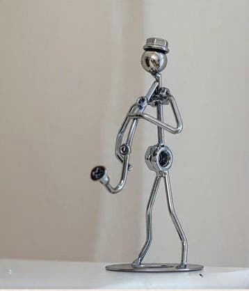 sculptuur, 8 pieces handcrafted Decorative Metal music band