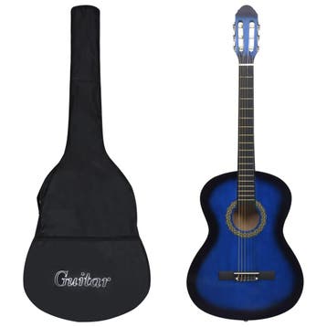 vidaXL Gitaar klassiek beginner met tas 4/4 39 blauw, Verzenden, Nieuw
