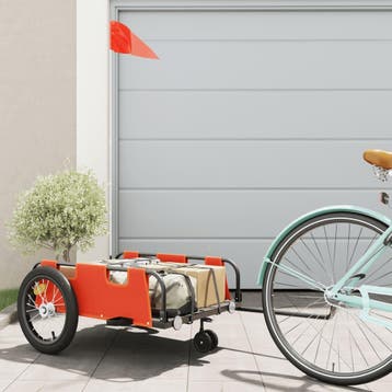 vidaXL Fietstrailer oxford stof en ijzer oranje, Fietsen en Brommers, Verzenden, Nieuw