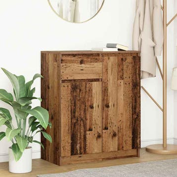 vidaXL Dressoir met lade 71x35x84 cm spaanplaat oud hout, Huis en Inrichting, Verzenden, Nieuw