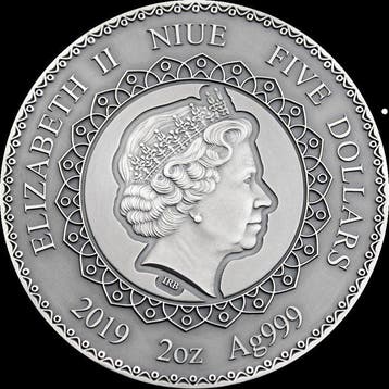 Niue. 5 Dollars 2019 Elephant Mandala 2 Oz, (.999)