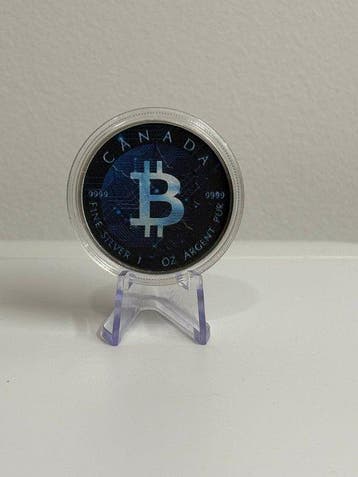 Canada. 5 Dollars 2023 - 1 oz Silver Maple Leaf + BITCOIN -