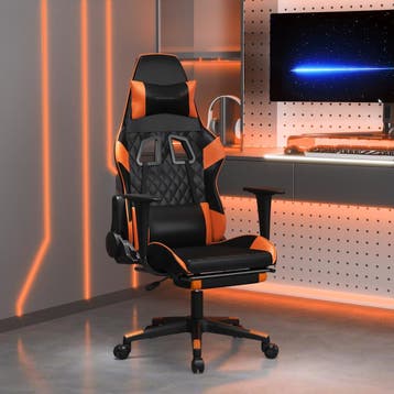 vidaXL Gamestoel met voetensteun kunstleer zwart en oranje, Huis en Inrichting, Stoelen, Verzenden, Nieuw