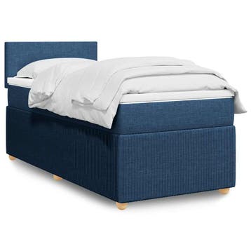 vidaXL Boxspring met matras stof blauw 90x190 cm, Verzenden, Nieuw
