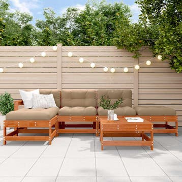 vidaXL Tuin loungeset 6 pcs Wasbruin Massief grenenhout, Verzenden, Loungeset
