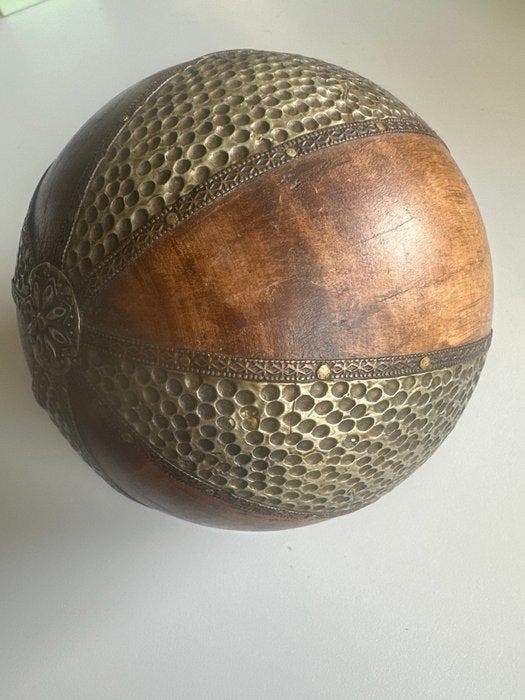 sculptuur, Vintage Indian Decorative Wooden Ball - 15 cm -, Antiek en Kunst, Curiosa en Brocante