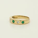 Ring - 14 karaat Geel goud Smaragd - Diamant, Nieuw