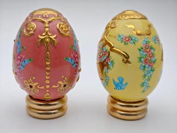 Œuf Fabergé - 2 œufs de la Maison Fabergé - Porcelaine, Antiquités & Art