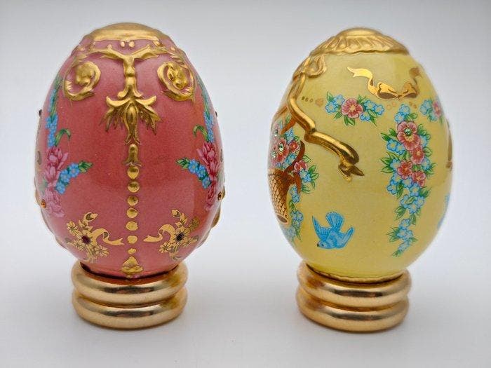 Œuf Fabergé - 2 œufs de la Maison Fabergé - Porcelaine, Antiquités & Art, Curiosités & Brocante